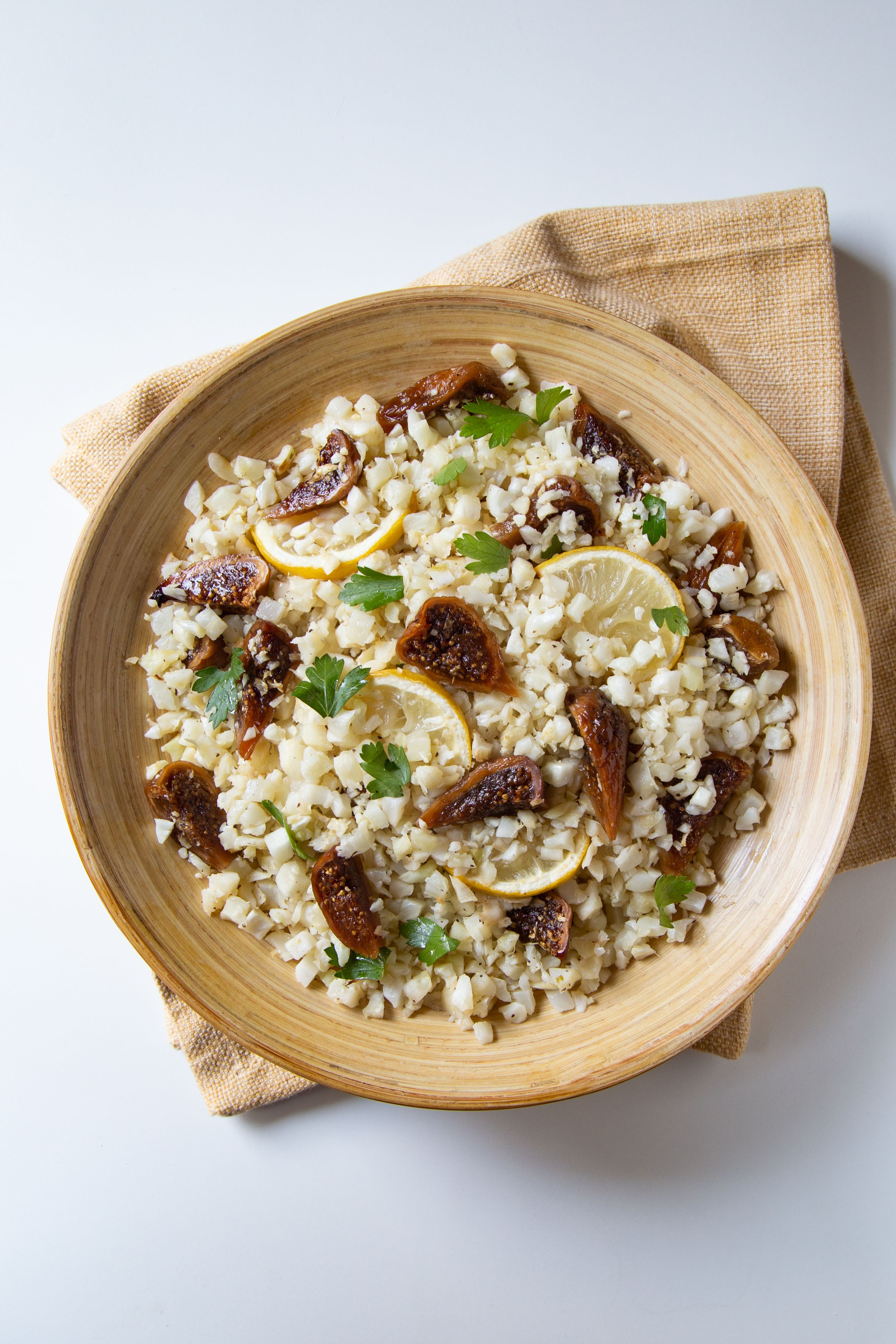 Roasted Cauliflower Rice with California Figs and Lemons California
