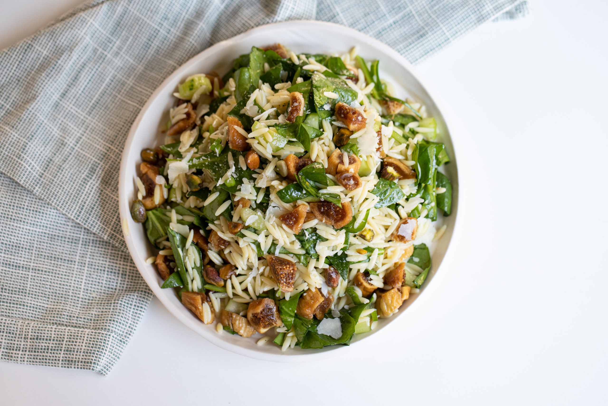 California Fig Orzo Salad with Spinach and Parmesan - California Figs - California Figs