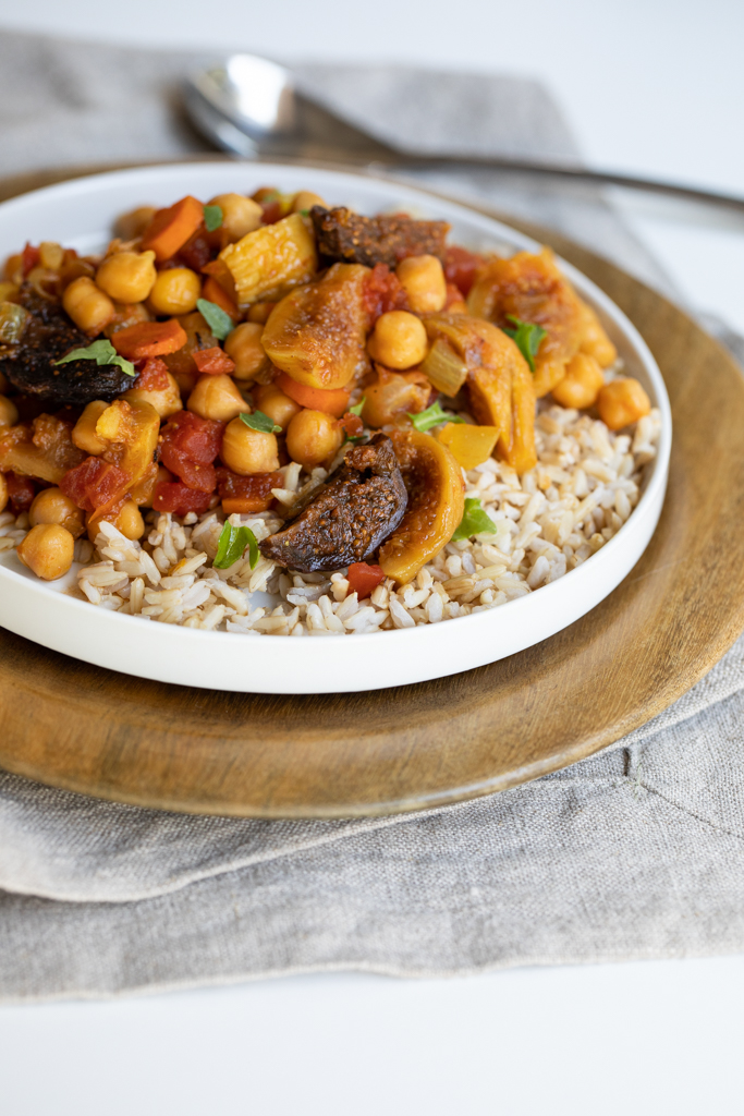 Vegan Chickpea Stew with California Figs, Turmeric, and Cumin