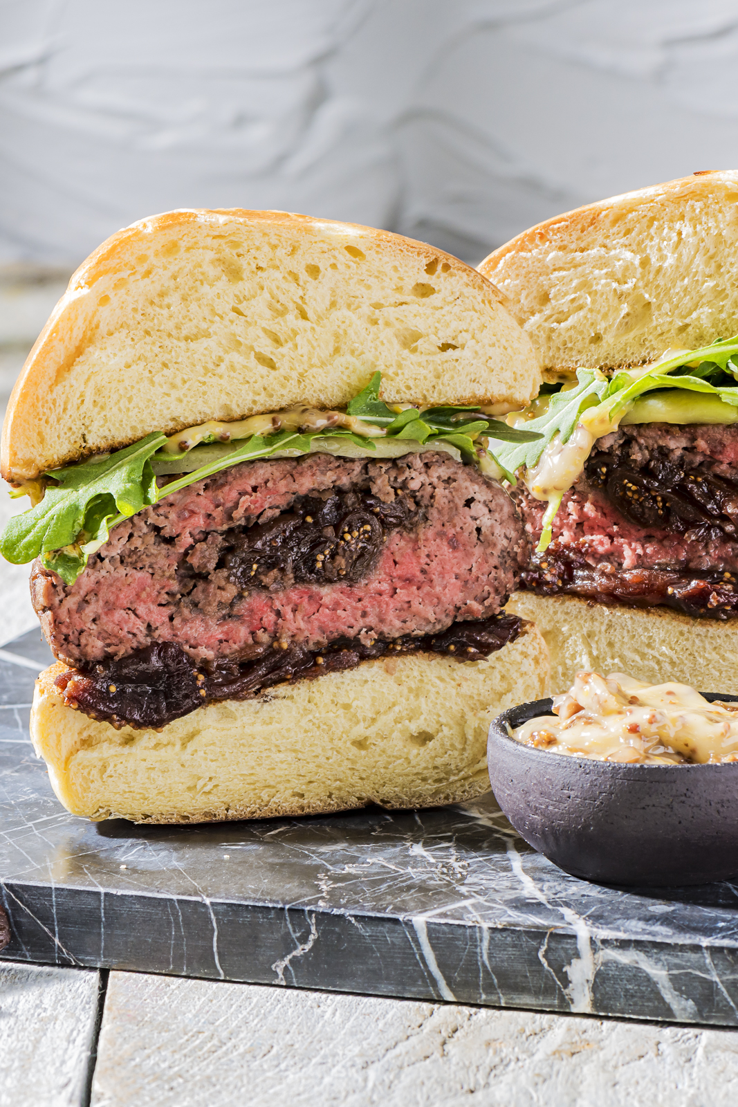 Caramelized California Fig and Shallot Stuffed Burgers California Figs California Figs