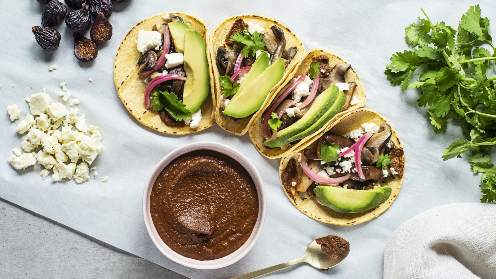 California Fig Mole Mushroom Tacos - California Figs - California Figs