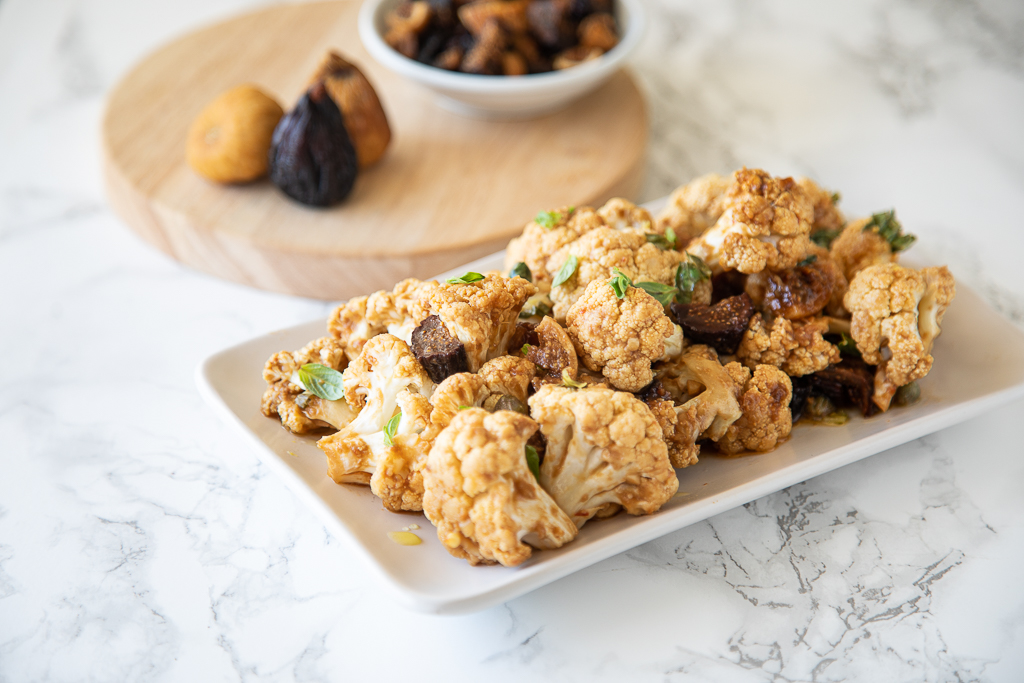 Asian Style Roasted Cauliflower with California Figs and Capers