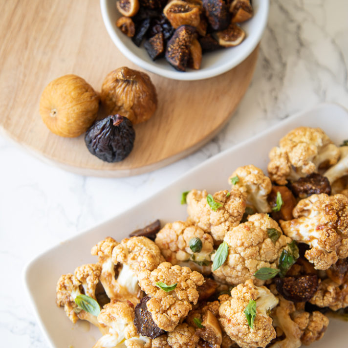 Asian Style Roasted Cauliflower with California Figs and Capers