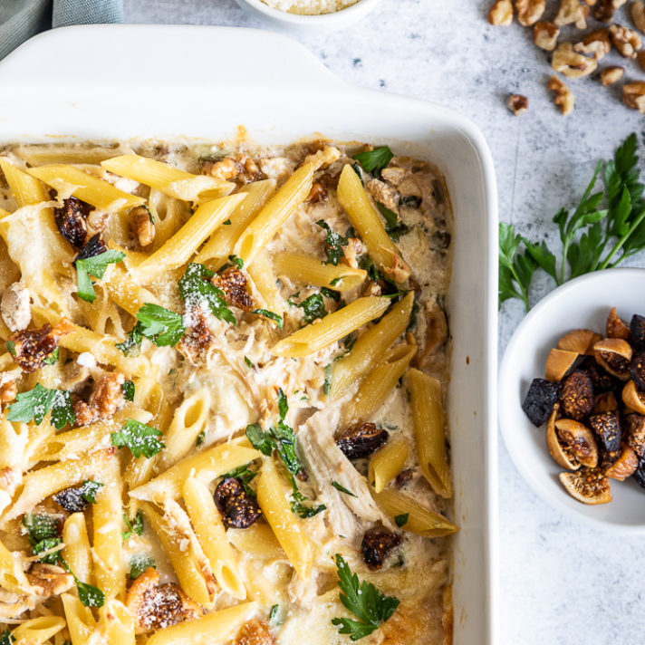 Creamy California Fig Penne with Chicken and Walnuts
