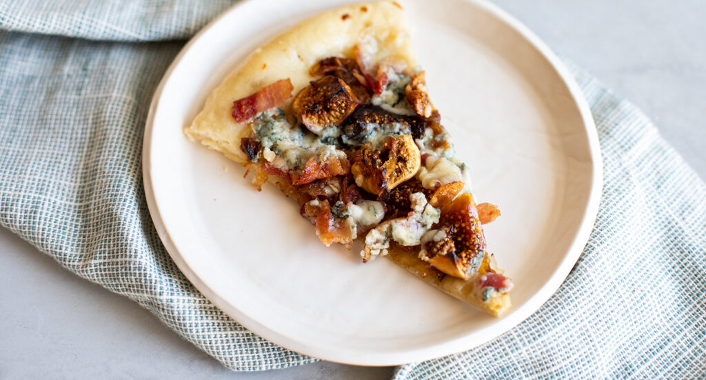 California Fig, Caramelized Onions, Bacon & Blue Cheese Pizza